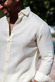 Mojito Men's 100% Linen Long Sleeve Button-Down Shirt