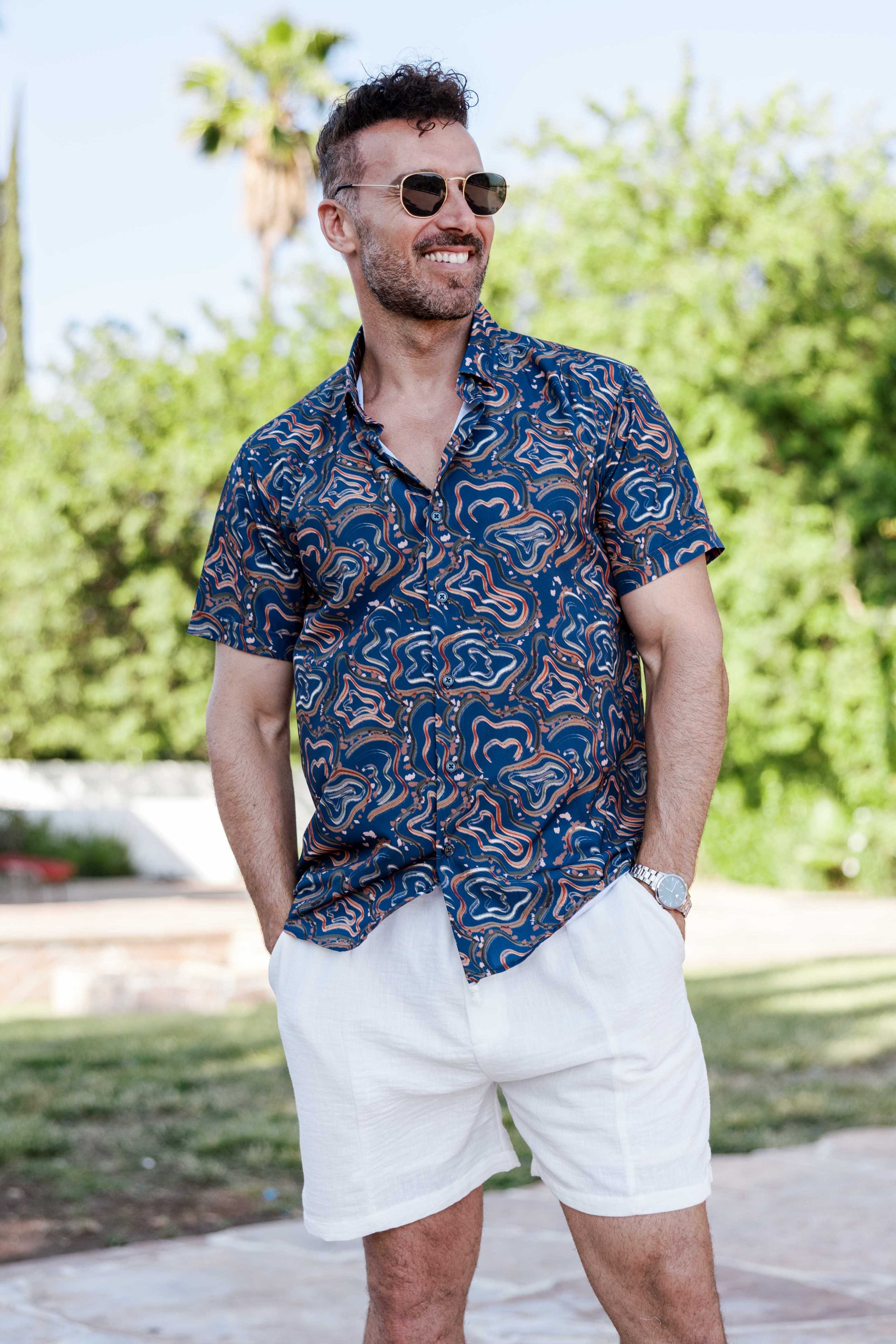 Mojito Lightweight Modern Multi Abstract Pattern Print Stretch Shirt