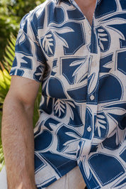Mojito Men's Resort Style Casual Linen-Look Modern Print Shirt