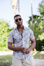 Mojito Lightweight Modern Tropical Pattern Print Stretch Shirt