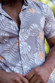 Mojito Lightweight Modern Tropical Pattern Print Stretch Shirt