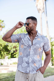Mojito Lightweight Modern Tropical Pattern Print Stretch Shirt