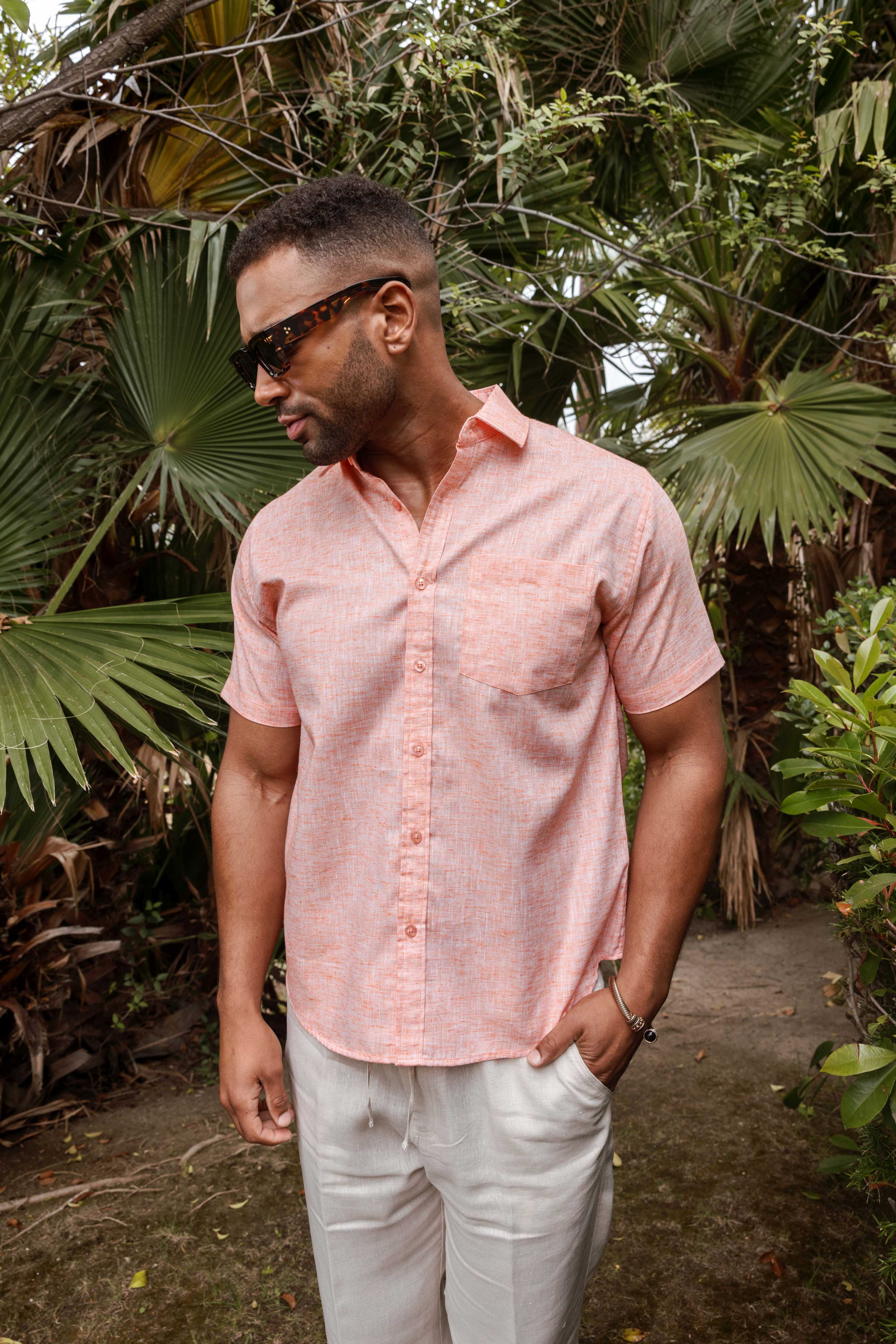 Mojito Men's Resort Style Casual Shirt Yarn Dyed Look Cotton Blend