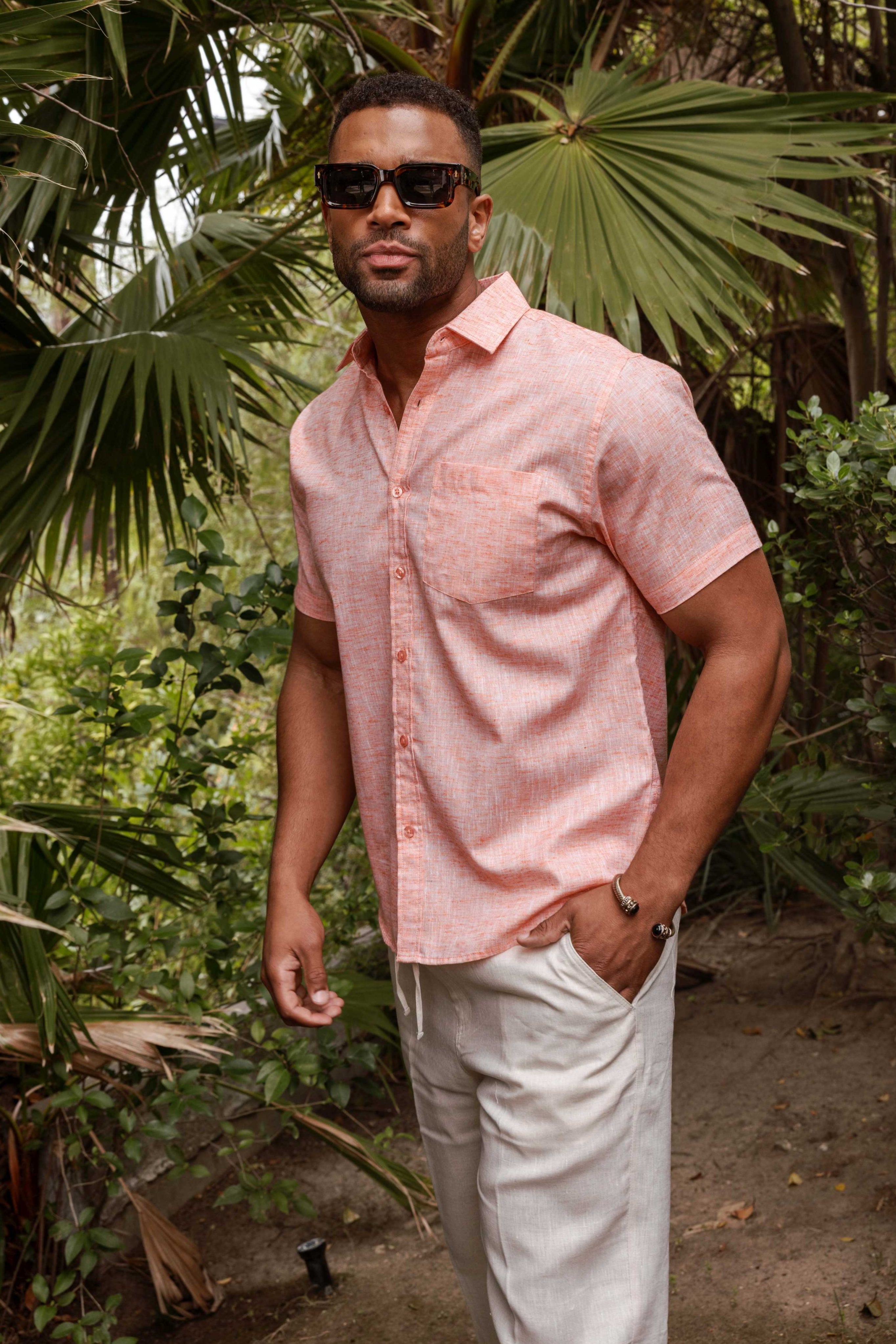 Mojito Men's Resort Style Casual Shirt Yarn Dyed Look Cotton Blend