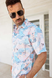 Mojito Men's Resort Style Casual Festive Textured Print Shirt
