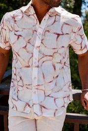Mojito Men's Resort Style Casual Linen-Look Modern Print Shirt