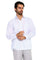 A man wears the white, long-sleeved, four-pocket Men’s Plus Size Guayabera Shirt.