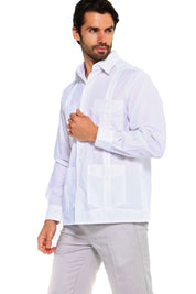 Guayabera clásica de mezcla de algodón de manga larga