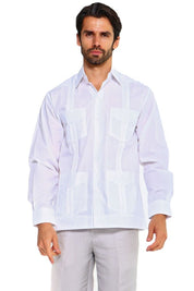 Guayabera clásica de mezcla de algodón de manga larga