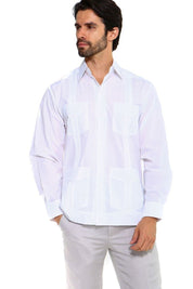 Guayabera clásica de mezcla de algodón de manga larga