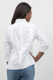100% Linen Guayabera Shirt 3/4 Sleeve 4 Pocket