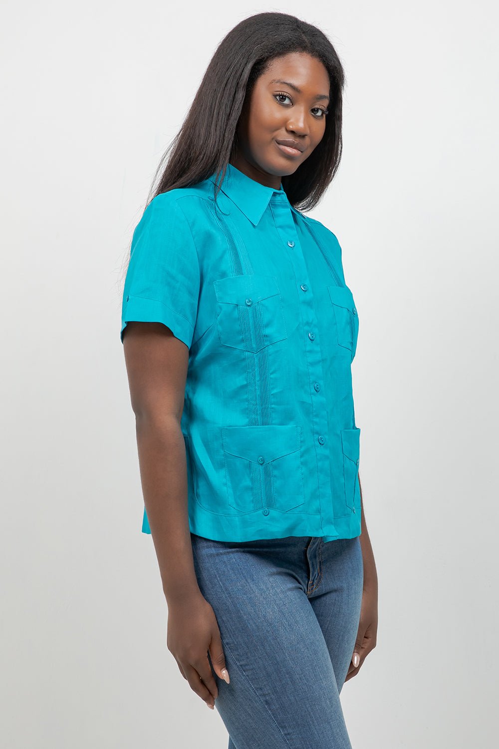 100% Linen Guayabera Shirt Short Sleeve 4 Pocket