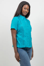 100% Linen Guayabera Shirt Short Sleeve 4 Pocket