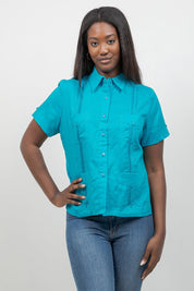 100% Linen Guayabera Shirt Short Sleeve 4 Pocket