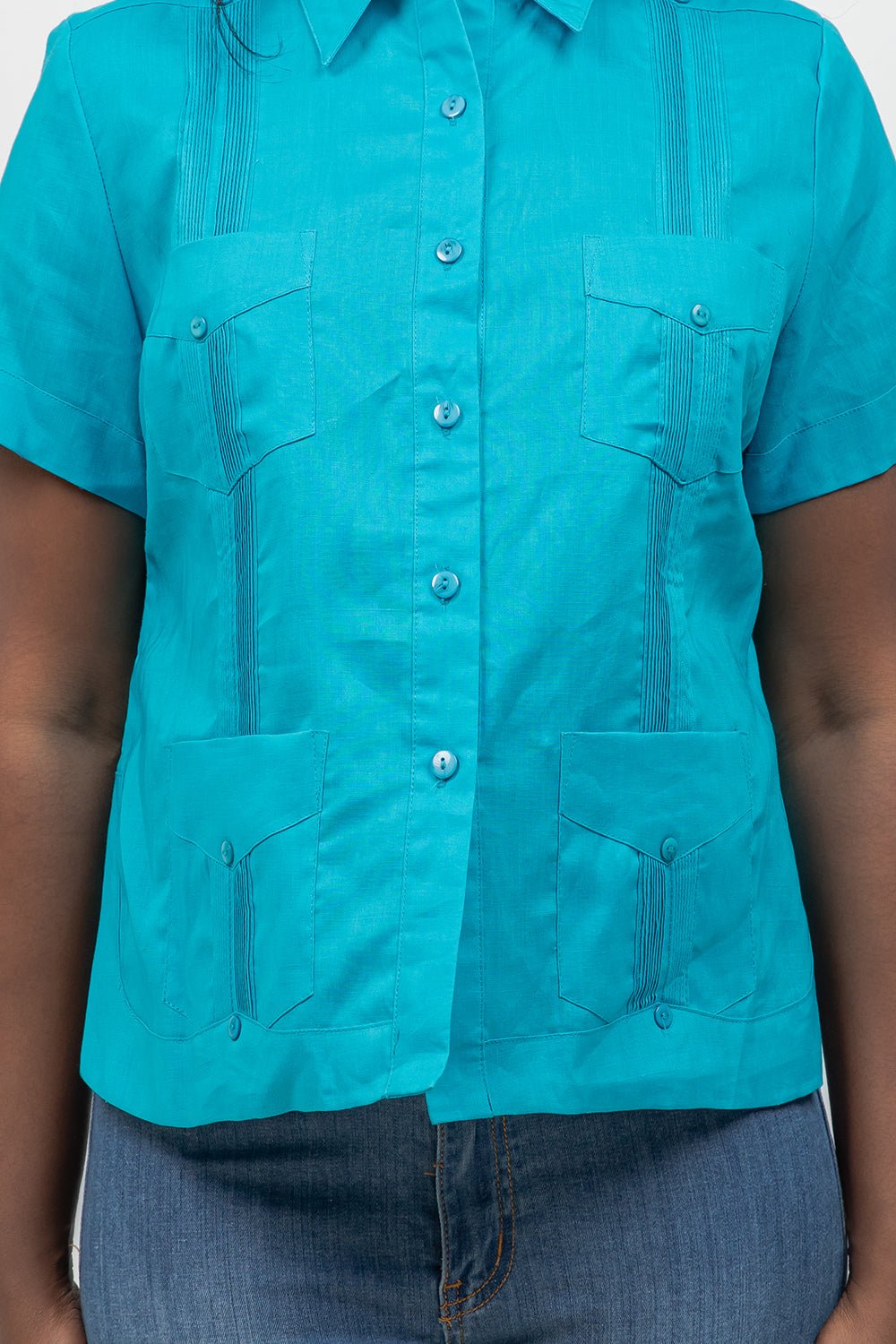 100% Linen Guayabera Shirt Short Sleeve 4 Pocket