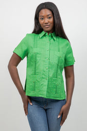 100% Linen Guayabera Shirt Short Sleeve 4 Pocket