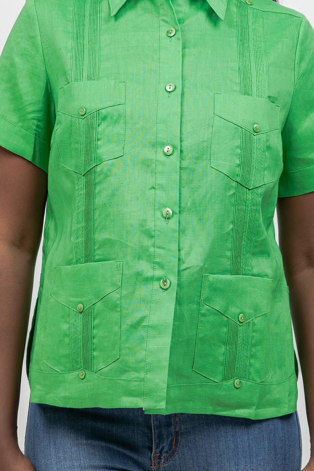 100% Linen Guayabera Shirt Short Sleeve 4 Pocket