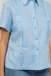 100% Linen Guayabera Shirt Short Sleeve 4 Pocket