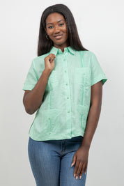100% Linen Guayabera Shirt Short Sleeve 4 Pocket