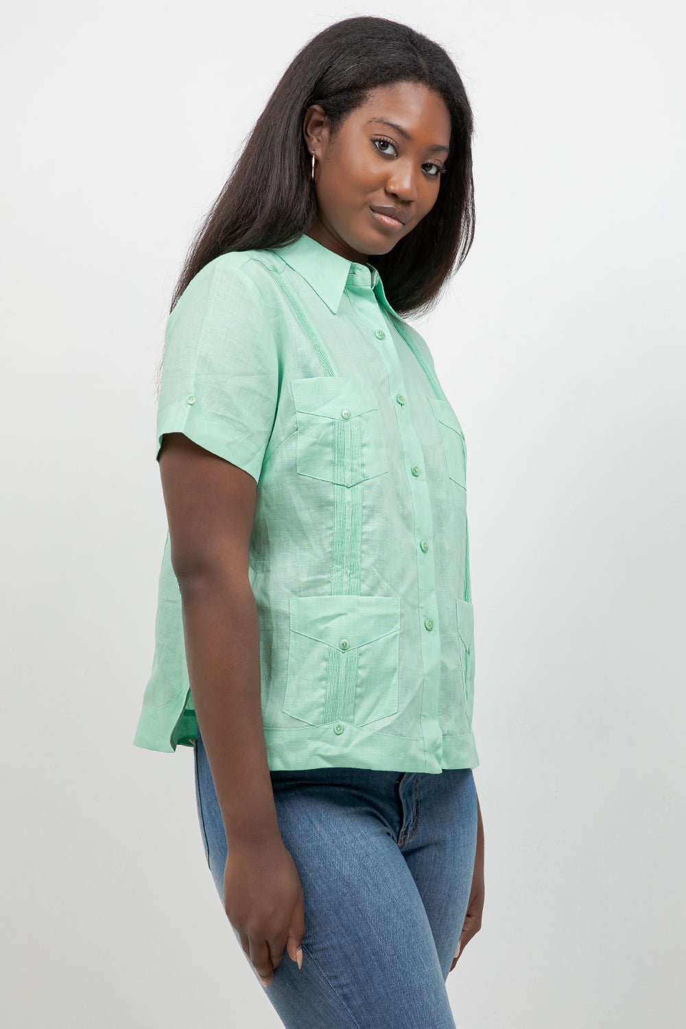 100% Linen Guayabera Shirt Short Sleeve 4 Pocket
