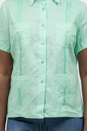 100% Linen Guayabera Shirt Short Sleeve 4 Pocket