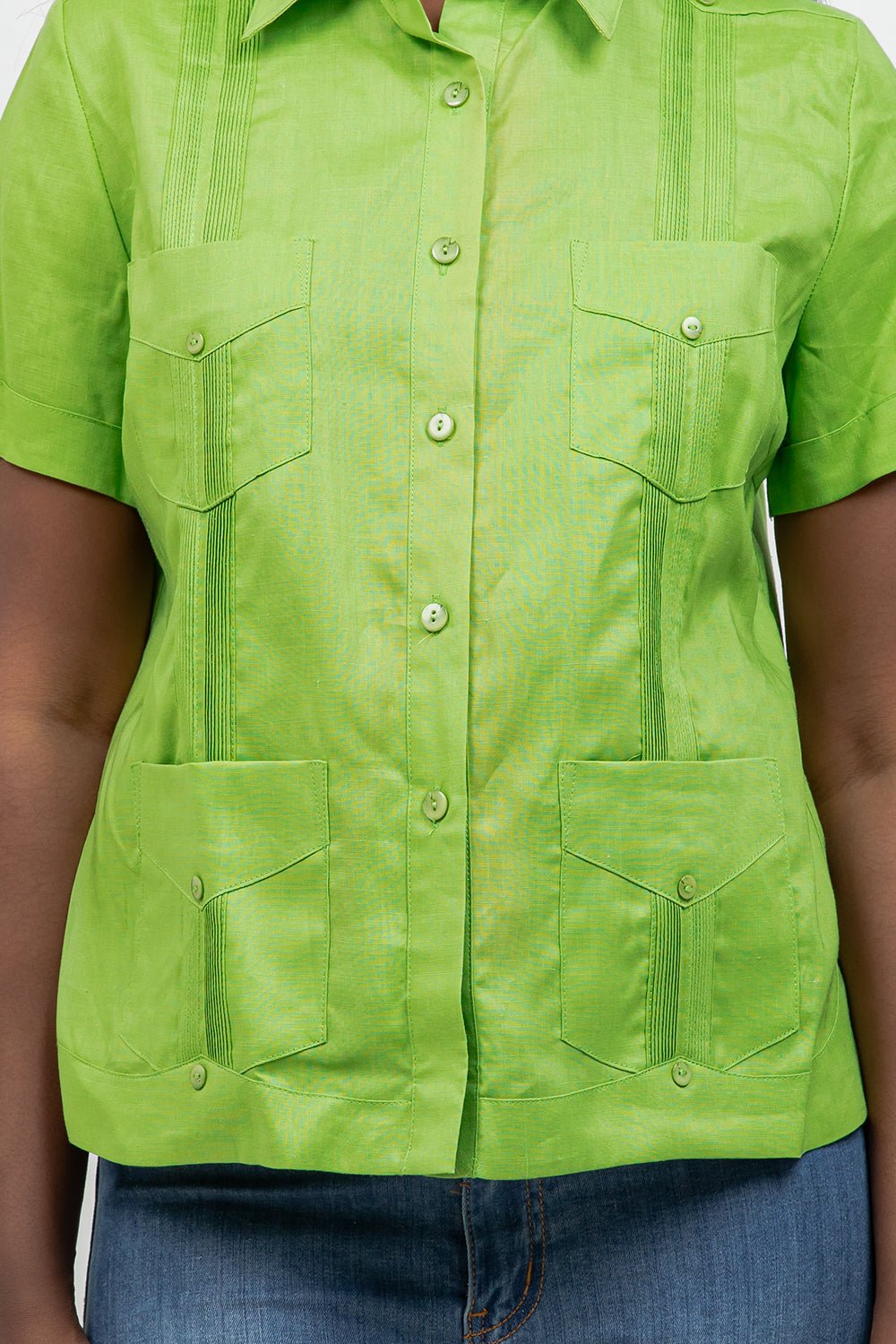 100% Linen Guayabera Shirt Short Sleeve 4 Pocket