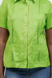 100% Linen Guayabera Shirt Short Sleeve 4 Pocket