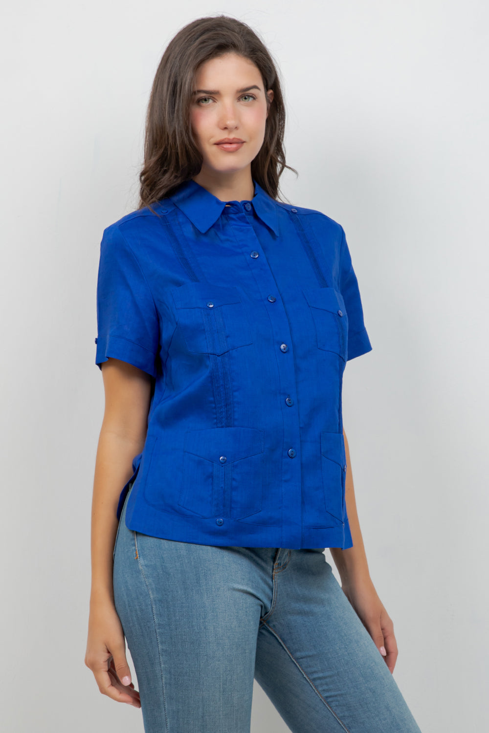 100% Linen Guayabera Shirt Short Sleeve 4 Pocket