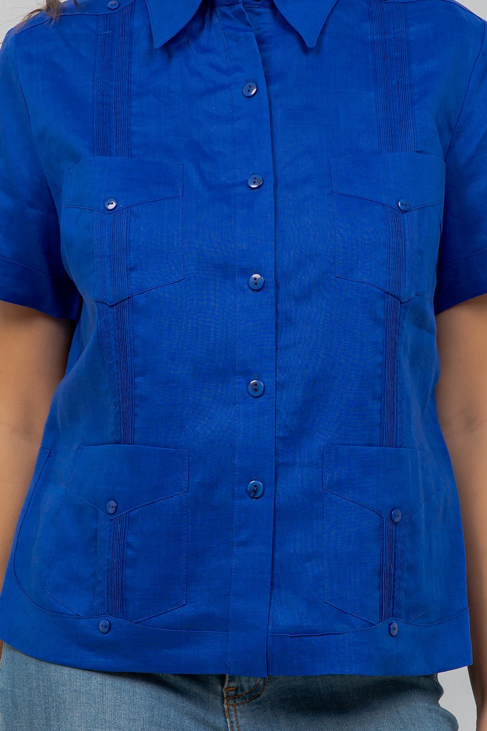 100% Linen Guayabera Shirt Short Sleeve 4 Pocket