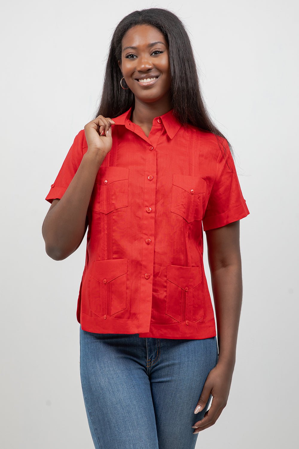 100% Linen Guayabera Shirt Short Sleeve 4 Pocket