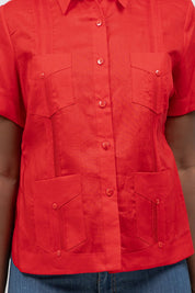 100% Linen Guayabera Shirt Short Sleeve 4 Pocket