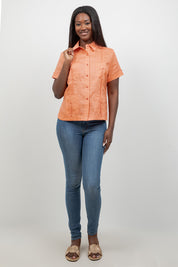 100% Linen Guayabera Shirt Short Sleeve 4 Pocket