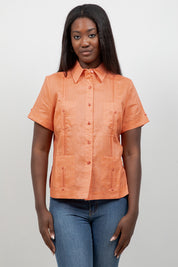 100% Linen Guayabera Shirt Short Sleeve 4 Pocket