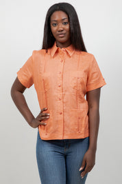 100% Linen Guayabera Shirt Short Sleeve 4 Pocket
