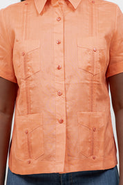 100% Linen Guayabera Shirt Short Sleeve 4 Pocket