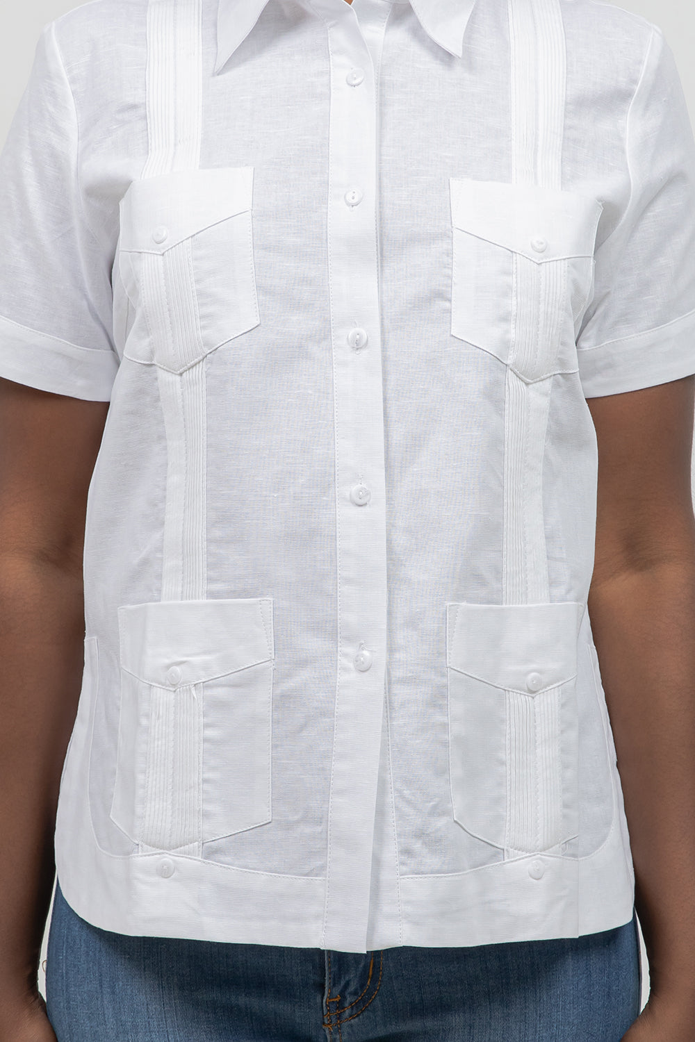 100% Linen Guayabera Shirt Short Sleeve 4 Pocket