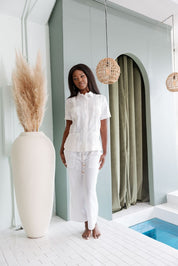 Mojito Women's 100% Linen Traditional 4 Pocket Short Sleeve Guayabera
