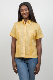 100% Linen Guayabera Shirt Short Sleeve 4 Pocket