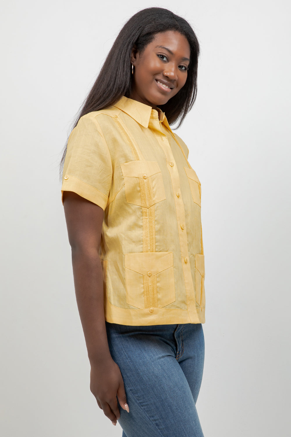 100% Linen Guayabera Shirt Short Sleeve 4 Pocket