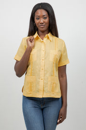 100% Linen Guayabera Shirt Short Sleeve 4 Pocket