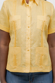100% Linen Guayabera Shirt Short Sleeve 4 Pocket