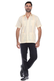 Mojito Men's Traditional Guayabera Shirt Premium 100% Linen Short Sleeve  4 Pocket  Design