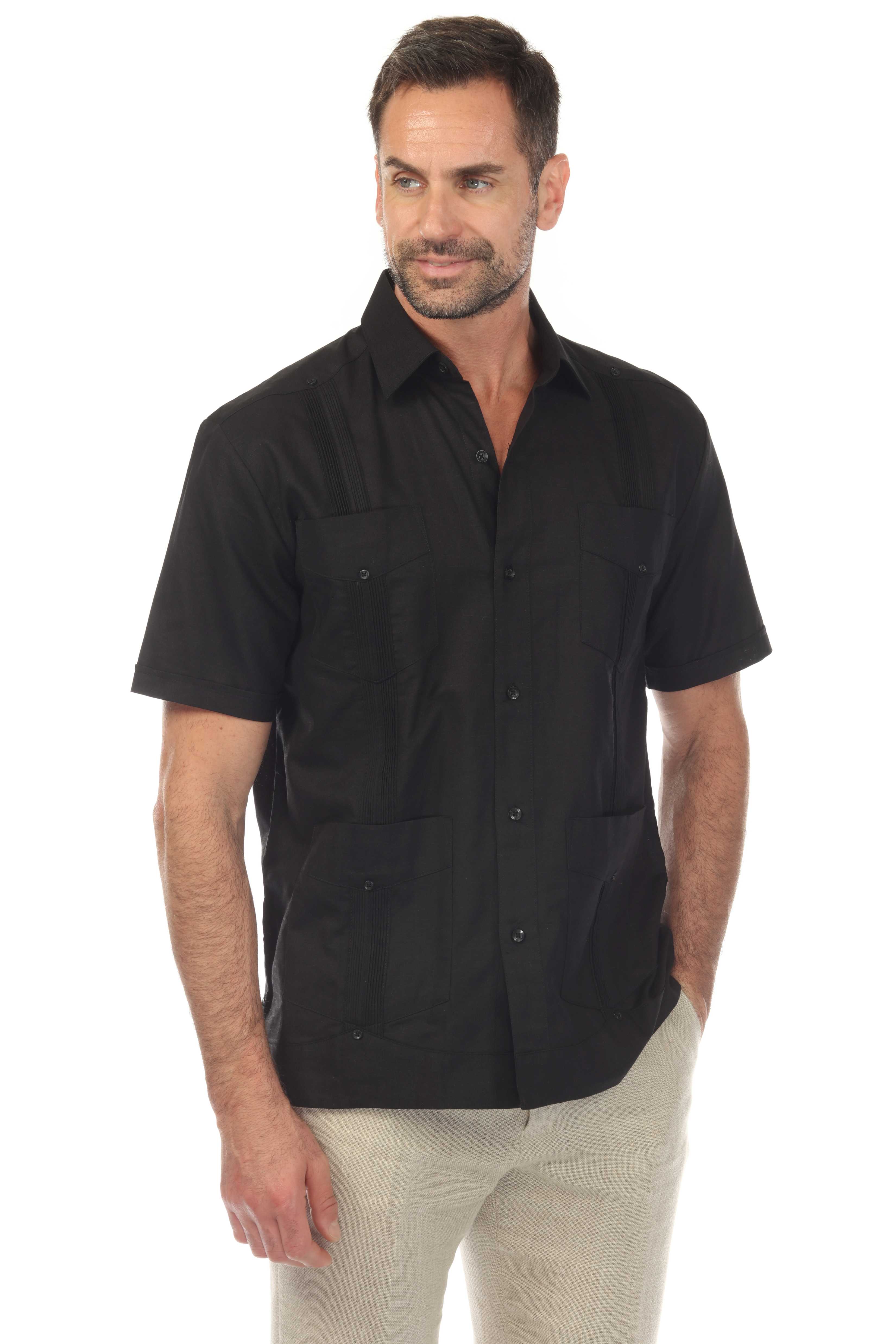 Men's Plus Size 100% Linen Classic Short Sleeve Guayabera Shirt 3X-8X