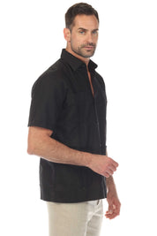 100% Linen Guayabera Shirt Four Pocket Short Sleeve