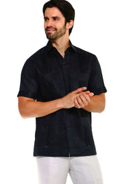 Camisa Guayabera Tradicional para Hombre Colección Mojito, Lino 100% Premium, Manga Corta, Diseño de 4 Bolsillos
