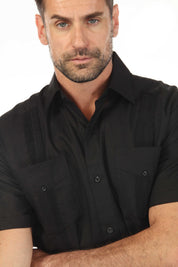 100% Linen Guayabera Shirt Four Pocket Short Sleeve