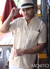 Mojito Collection Big Size Men's Traditional Guayabera Shirt Premium 100% Linen Short Sleeve 3X-8X