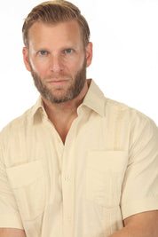 100% Linen Guayabera Shirt Four Pocket Short Sleeve