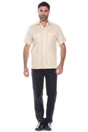 Mojito Men's Traditional Guayabera Shirt Premium 100% Linen Short Sleeve  4 Pocket  Design