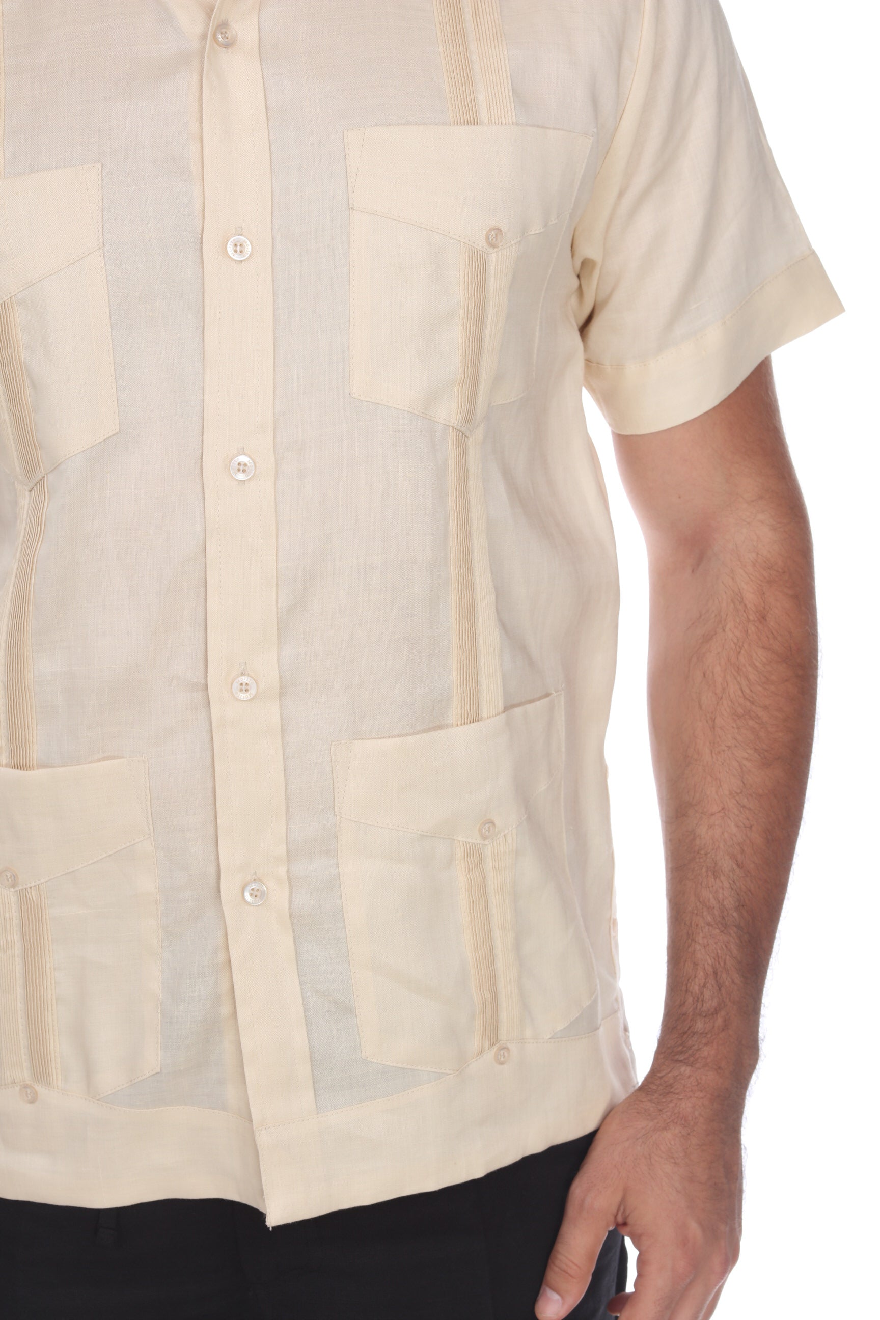 Mojito Men's Traditional Guayabera Shirt Premium 100% Linen Short Sleeve  4 Pocket  Design